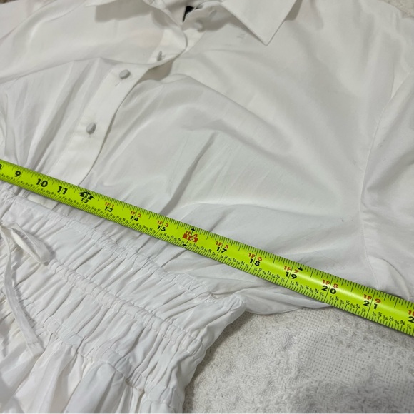 J. Crew Elena Shirt-Dress Short-Sleeve Smocked Waist White Cotton Poplin Size 12 - Picture 15 of 16